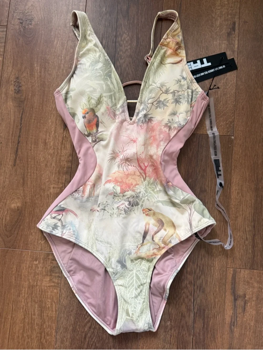 TA3 Plungey Triangle Contour Cheeky One Piece Swimsuit - SMALL - MONKEY ROSE - Picture 1 of 5